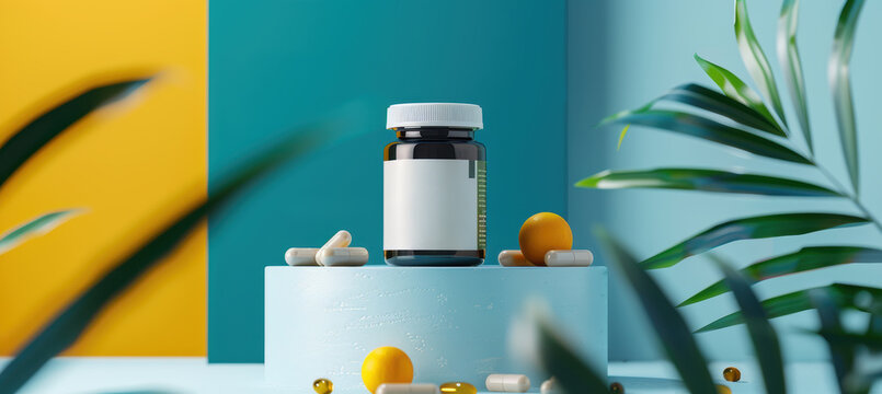 Premium Multivitamin Promotion with Sleek Packaging and Nutritional Highlights for Health Enthusiasts