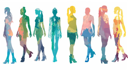 Fototapeta premium 様々な女性の全身イラスト素材