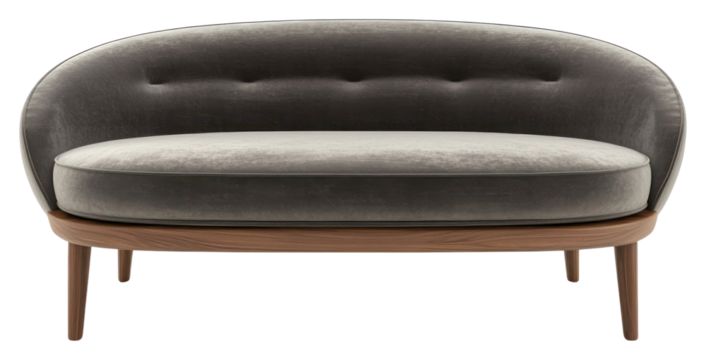 PNG Modern long oval couch furniture velvet contemporary.