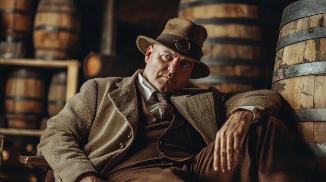a historical bootlegger during Prohibition, symbolizing rebellion and risk