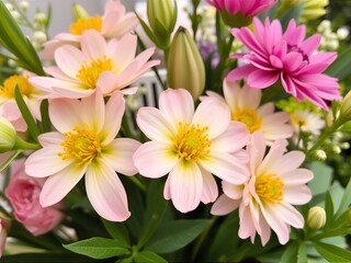 closeup of pink flowers