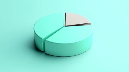 3D pie chart with metallic tones on a light green background generative ai