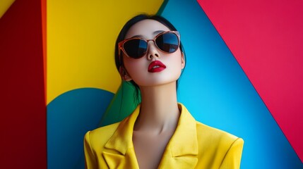 elegant an Asian woman with sunglasses and style generative ai