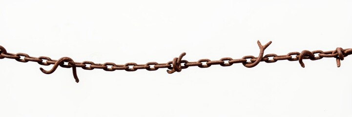 Obraz premium A close-up image of a rusty barbed wire, symbolizing barriers, protection, and security. Ideal for concepts related to confinement, safety, and boundaries.