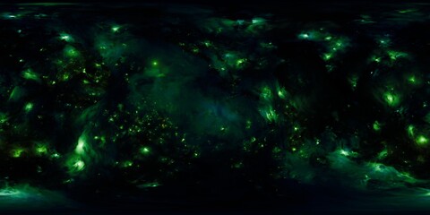 12K HDRi Green Cosmic Nebula and Starfield in 360° Seamless Skybox - High-Resolution Environment Map for 3D Scene Lighting and Immersive Virtual Reality © AlexMelas