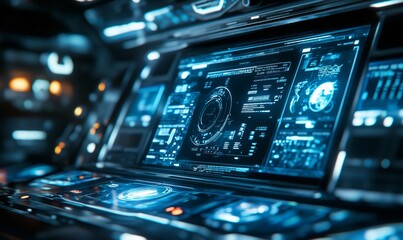 Obraz premium Futuristic HR interface over blue