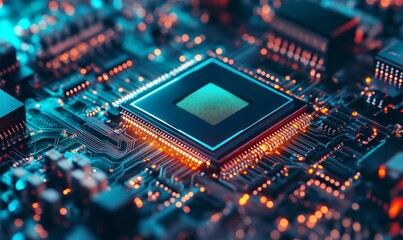 Artificial Intelligence processor unit. AI CPU. Sci-Fi semiconductors