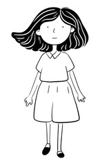 PNG A cute girl sketch drawing doodle.