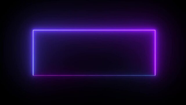 glowing neon rectangle frame animation on black background.