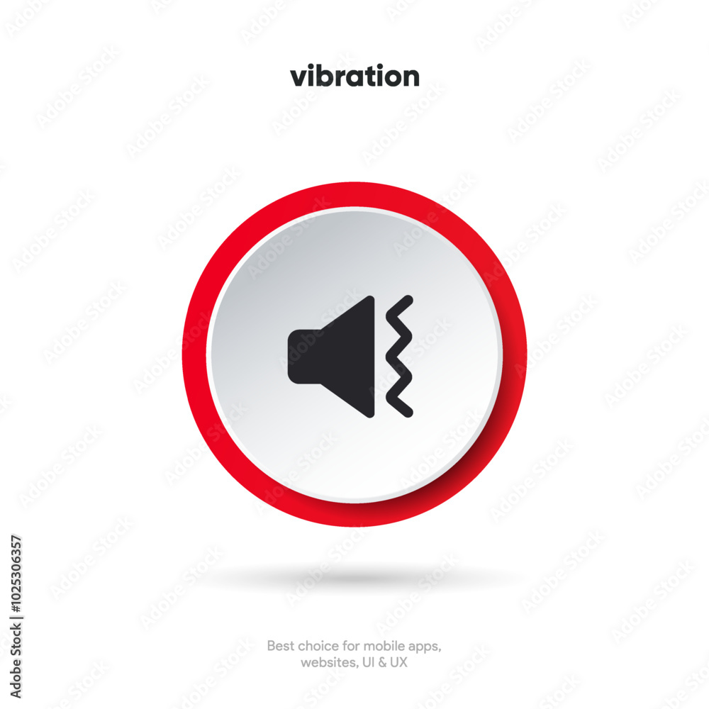 Aufkleber Speaker and sound icon. Computer voice icon. Megaphone and music icon. Sound pictogram. Musical note. Audio sign. UI UX element. Sound button. Audio system, noise with soft UI, push button.