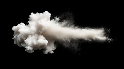 white sand space dust exploding on a black background