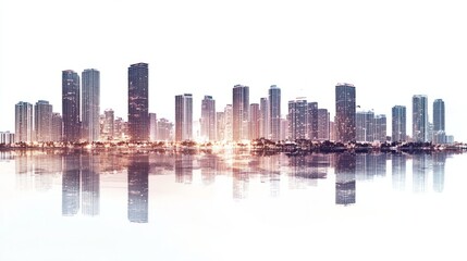 Obraz premium illuminated buildings reflecting in the water generative ai