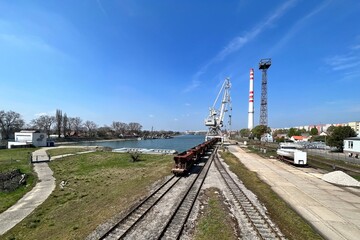 Fototapeta premium port on the river Danube in the town of Komárno