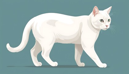 Obraz premium style white cat animal image illustration background solid color ganaral art image.