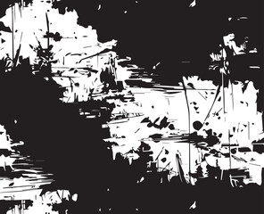 Naklejka premium Abstract Acrylic Painting on Smudged Canvas Black and White Grunge Background
