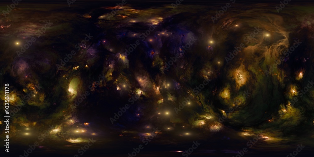 Canvas Prints 12k hdri space gold skybox with nebula and stars in seamless equirectangular panorama for 3d scenes 