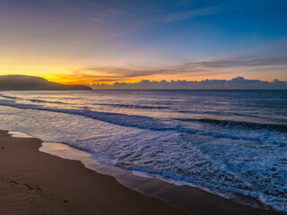Sunrise seascape views with high cloud