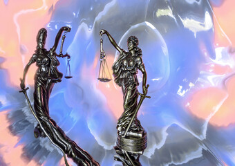 The Statue of Justice - lady justice or Iustitia on abstract background