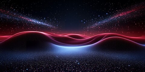 Obraz premium Abstract digital art with red and blue glowing light.