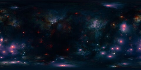 Fototapeta premium Seamless HDRi 12K Colorful Space Environment Map with Nebula and Stars - 360° Skybox for Immersive 3D Environments and VR Experiences