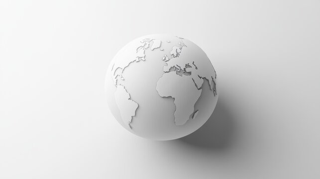 Minimalistic globe with simplified continents, isolated on a white background.