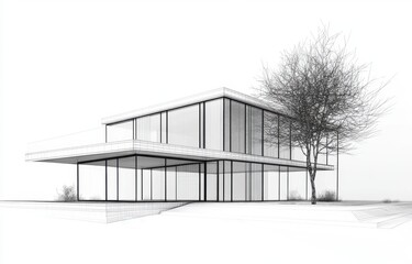 House building sketch architectural 3d rendering
