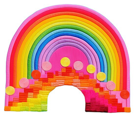PNG  Simple fabric textile illustration minimal of a rainbow art celebration creativity.