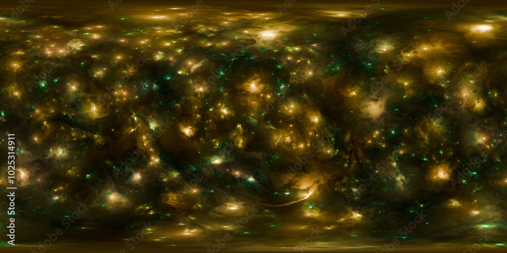 Wall mural photorealistic yellow 12k hdri space skybox of nebula and stars - 360° seamless panorama for profess