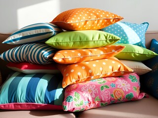 colorful pillows on a sofa
