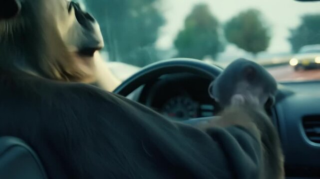 A close-up of a driver focusing on the road while steering a car, representing safety and responsibility during a night drive. The scene emphasizes concentration and awareness.