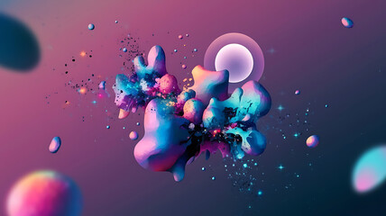 Abstract colorful liquid shapes with a pink and blue color scheme, perfect for futuristic or science fiction designs. 
