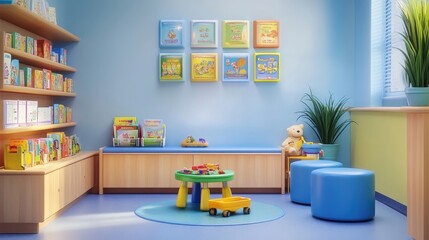An inviting children's area in a doctor's office with toys and books