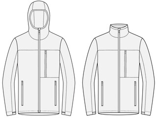 Full-Zip Polar Fleece Sweater Vest Sport Mid Layer design vector flat sketch fashion illustration CAD template