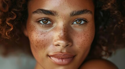 Fototapeta premium Self-care and beauty portrait of a woman enjoying a skincare routine, featuring natural cosmetics and a glowing complexion