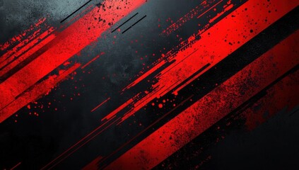 Naklejka premium Abstract black and red grunge background with diagonal lines and dots. 