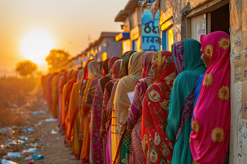Indian Voters at Rural Polling Station