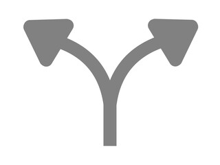 二手に分かれる矢印（グレー）