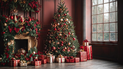 Glamorous Christmas Tree Adorned With Fairy Lights