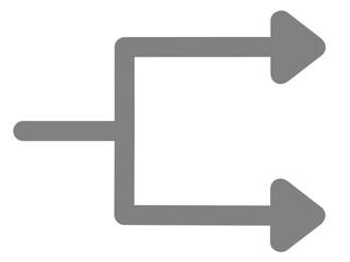 二手に分かれる矢印2（グレー）