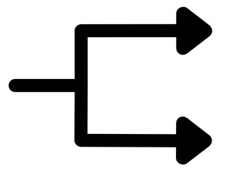 二手に分かれる矢印2（黒）