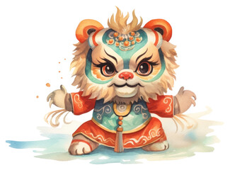 Fototapeta premium PNG Lion dance cartoon cute representation.