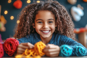 A girl showing how to crochet