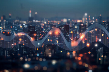 A graph illustrating the business cycle with peaks and troughs representing periods of economic expansion and contraction, showing the cyclical nature of economic activity.