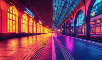 Heatmap of a train station, with warm colors indicating the busiest platforms and cooler tones in the less crowded sections