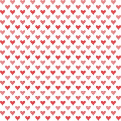 seamless pattern with pink and red hearts with ornaments. Valentine’s Day 