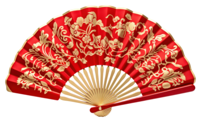PNG Beautiful chinese fan red chinese new year white background.