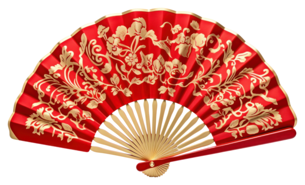 PNG Beautiful chinese fan red chinese new year white background.