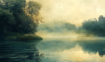 morning mist, water