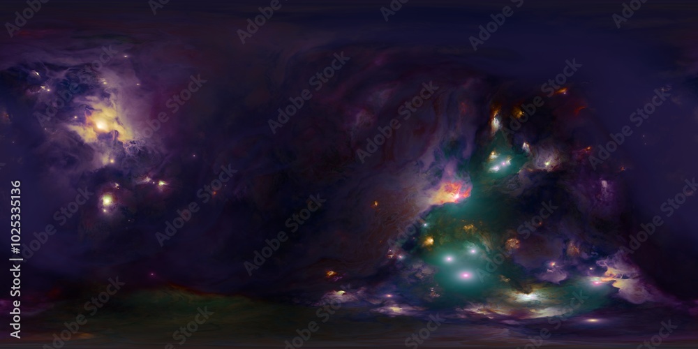 Wall mural hdri seamless 360° colorful space skybox of nebula and stars - 12k ultra hd environment map for sci-