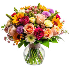 A bouquet of flowers with a floral design isolated on white background
